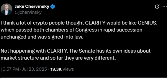 U.S. Senate has &lsquo;different ideas&rsquo; about crypto bill &ndash; Why it&rsquo;s delaying progress