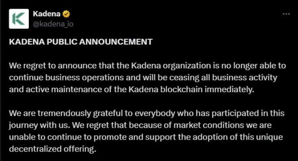 Kadena shuts down, leaving blockchain to run on its own &ndash; What about KDA?