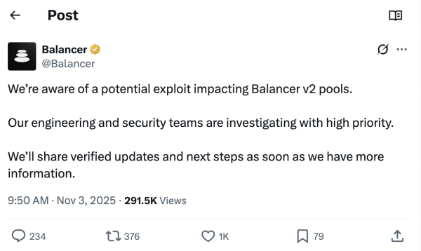 $128M Balancer hack drains six blockchains, forces Berachain network fork