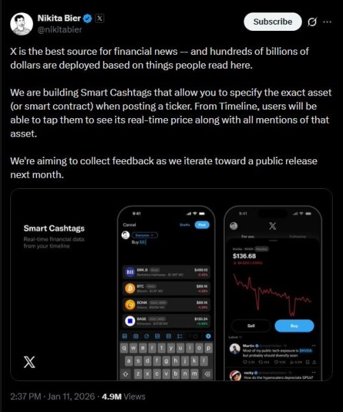 Crypto trading is coming to X in ‘a couple weeks’ – All about ‘Smart Cashtags’ Crypto trading is coming to X in ‘a couple weeks’ – All about ‘Smart Cashtags’